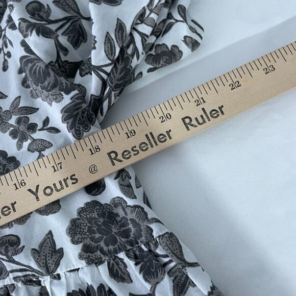 Lucky Brand Blouse M Boho Floral Peasant Top White Lightweight Flowy - Picture 6 of 7